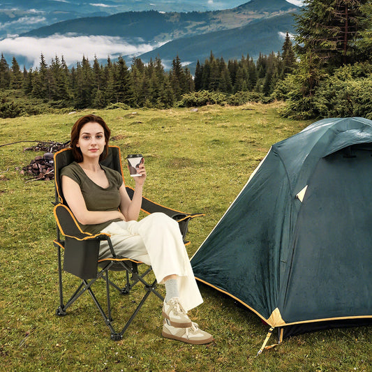 Folding Camping Chair With Footrest, Includes Carry Bag, Black Camping Furniture Black at Gallery Canada