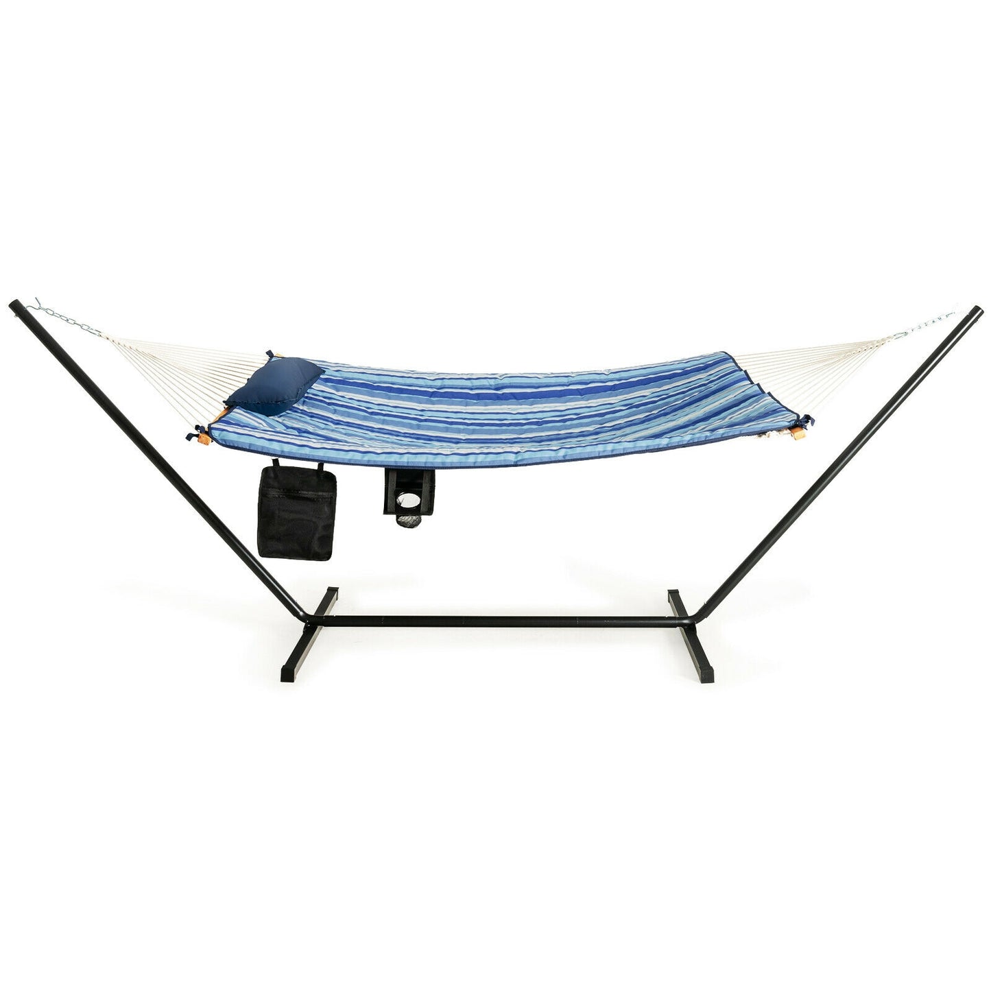 Cotton Hammock Chair Stand Set With Pillow Cup Holder, Blue Hammocks at Gallery Canada