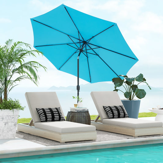 10 Feet Outdoor Patio Umbrella, Tilt Crank, Blue Outdoor Umbrellas Blue at Gallery Canada