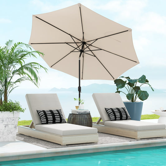 10 Feet Outdoor Patio Umbrella, Tilt Adjustment, Crank, Beige Outdoor Umbrellas Beige at Gallery Canada