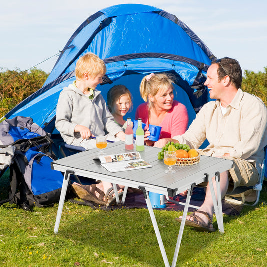 Folding Camping Table With Storage Bag, Waterproof Desktop, Silver Picnic Tables Silver at Gallery Canada