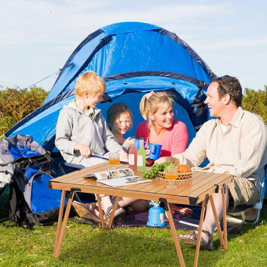 Folding Camping Picnic Table With Storage Bag, Waterproof Desktop, Brown Picnic Tables Brown at Gallery Canada
