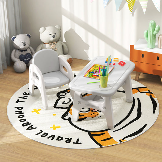 Kids Activity Table and Chair Set with Montessori Toys for Preschool and Kindergarten, Gray Kids Table & Chair Sets Gray at Gallery Canada