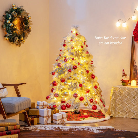 4.5 ft Snow Flocked Christmas Tree With Warm White LED Lights, White Christmas Tree White at Gallery Canada