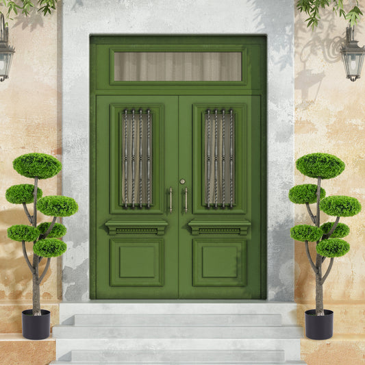 6 Ball Artificial Cypress Topiary Ball Tree with Weighted Pot for Porch, Green Faux Plants Green at Gallery Canada