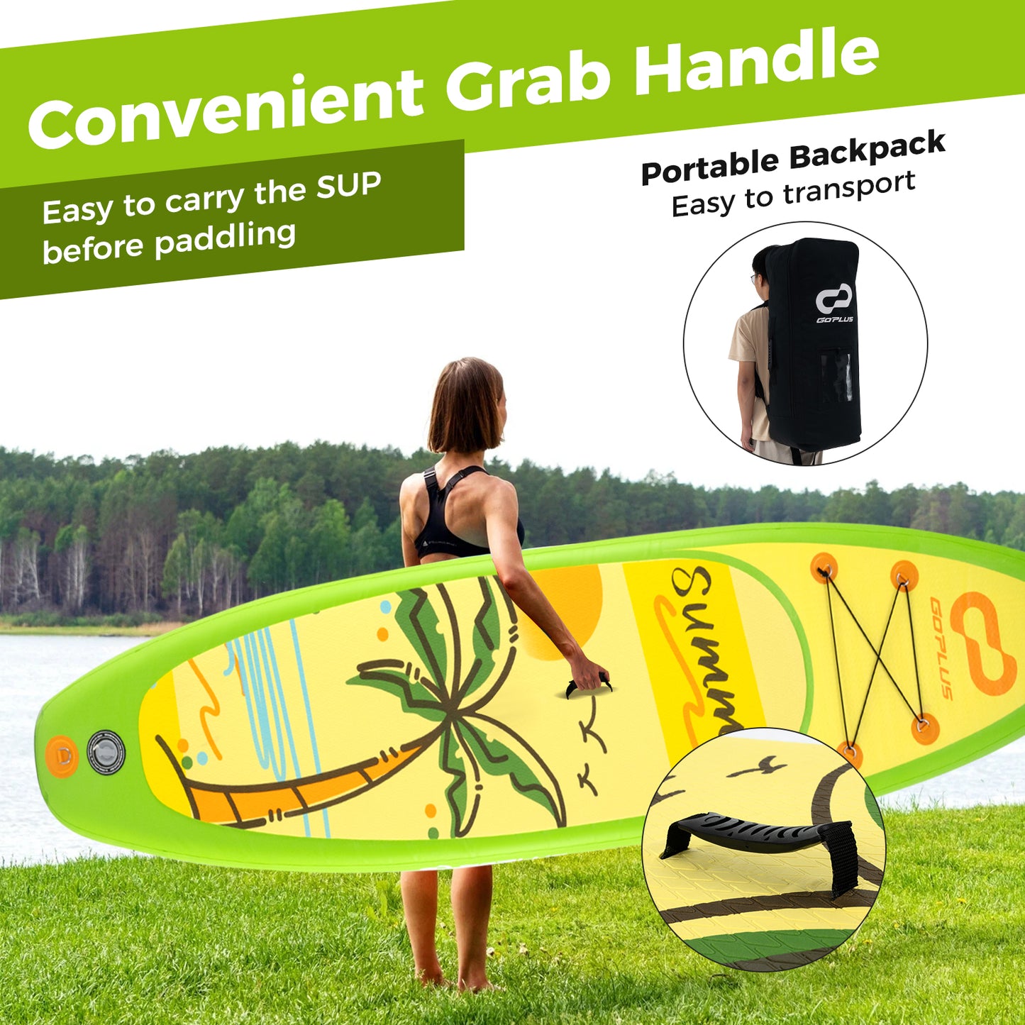 Inflatable Stand Up Paddle Board, 3 Fins, L, Green Surfing at Gallery Canada