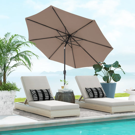 10 Feet Outdoor Patio Umbrella, Tilt Adjustment, Crank, Tan Outdoor Umbrellas Tan at Gallery Canada