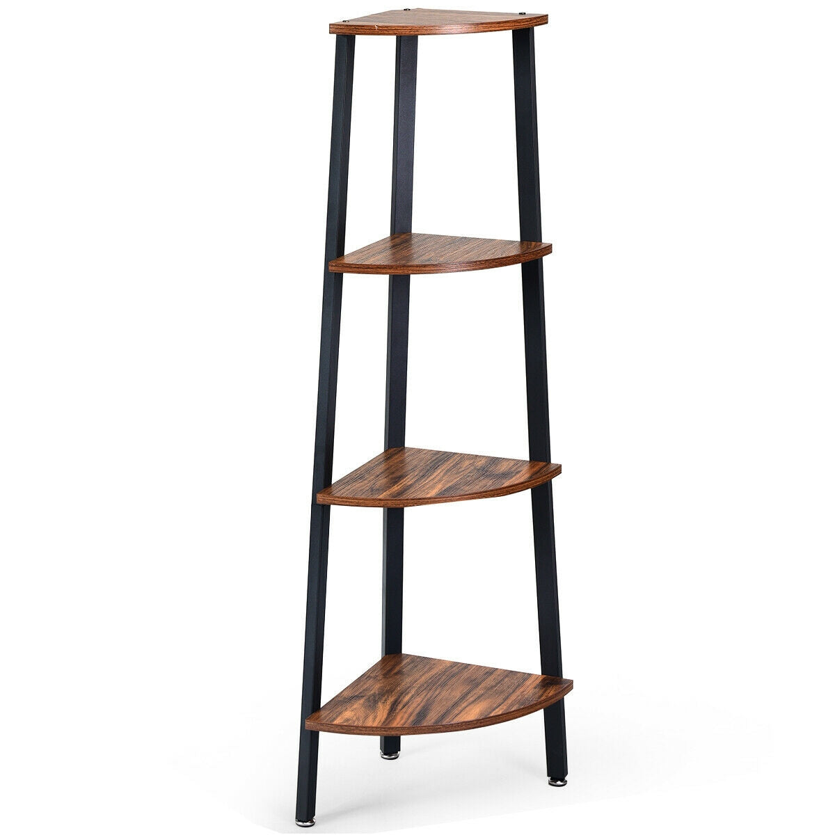 4-Tier Corner Shelf Metal Storage Rack, Black Bookcases at Gallery Canada