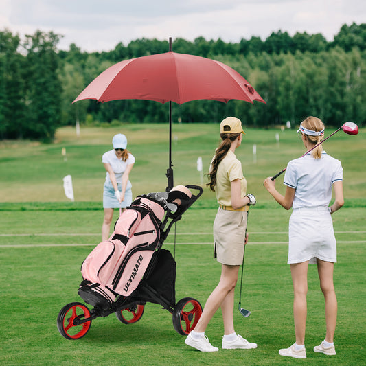 Folding 3 Wheels Golf Push Cart with Bag Scoreboard Adjustable Handle, Red Golf Red at Gallery Canada