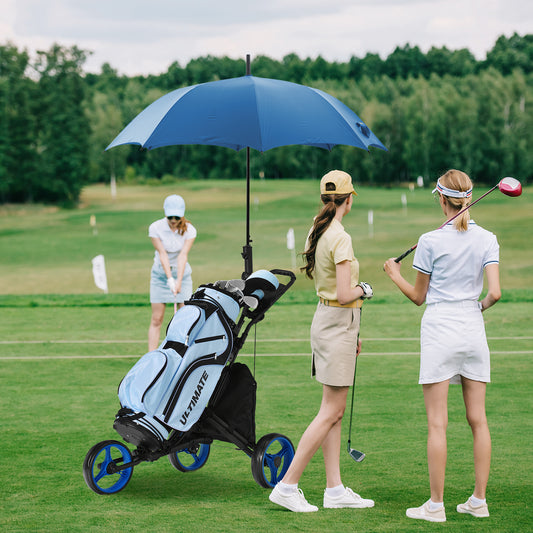 Folding 3 Wheels Golf Push Cart with Bag Scoreboard Adjustable Handle, Blue Golf Blue at Gallery Canada