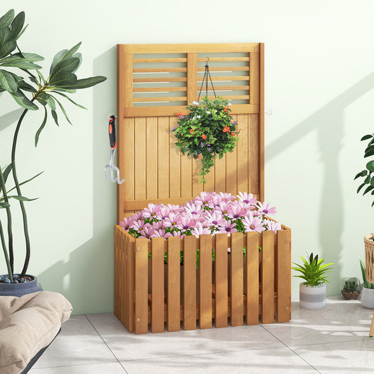 Wooden Raised Garden Bed With Privacy Screen, Natural Raised Garden Beds Natural at Gallery Canada