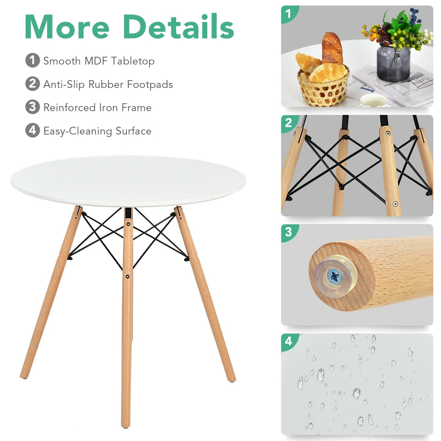 5-Piece Dining Table Set, Solid Wood Legs, White Dining Room Sets at Gallery Canada