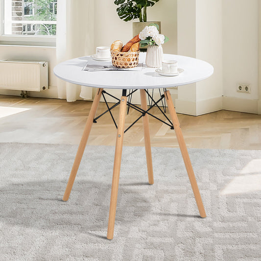 Round Modern Dining Table, Solid Wood Leg, White Coffee Tables White at Gallery Canada