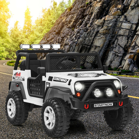 12V Kids Electric Ride On Truck with Remote Control and Operation Lever, White Powered Ride On Toys White at Gallery Canada