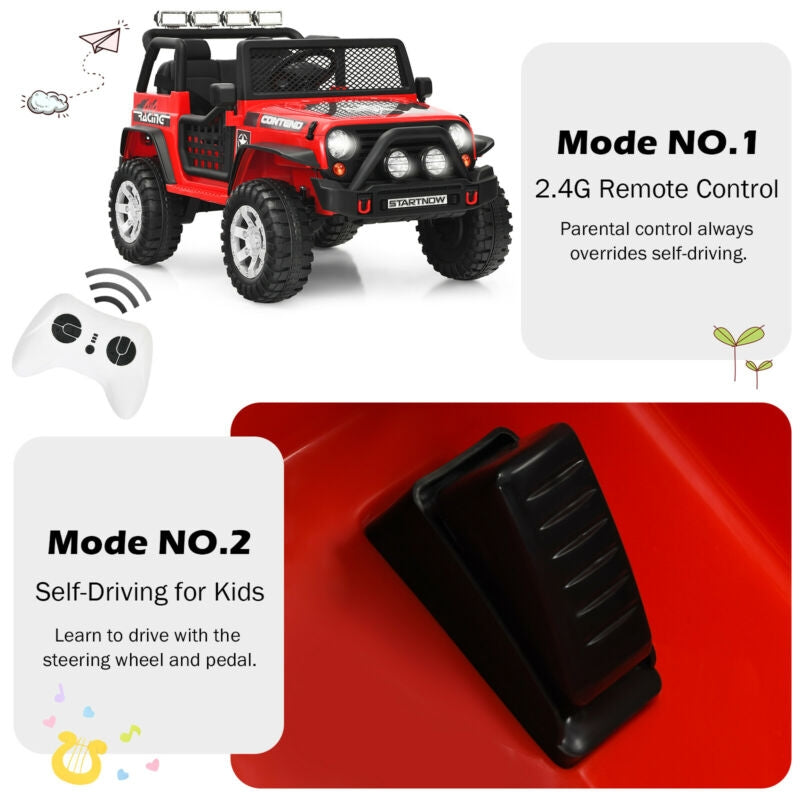 12V Kids Electric Ride On Truck with Remote Control and Operation Lever, Red Powered Ride On Toys at Gallery Canada