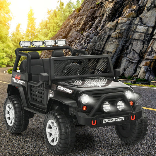 12V Kids Ride On Truck, Remote Control, Operation Lever, Black Powered Ride On Toys Black at Gallery Canada