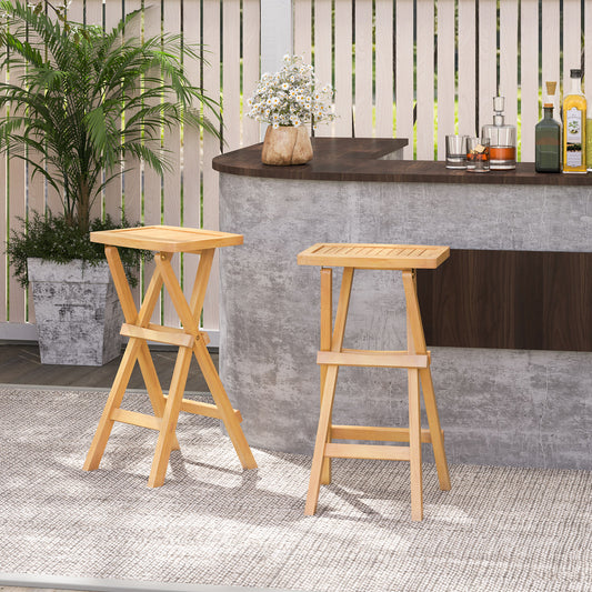 Set of 2 No Assembly Outdoor Bar Stools with Countered Seat, Natural Bar Stools Natural at Gallery Canada