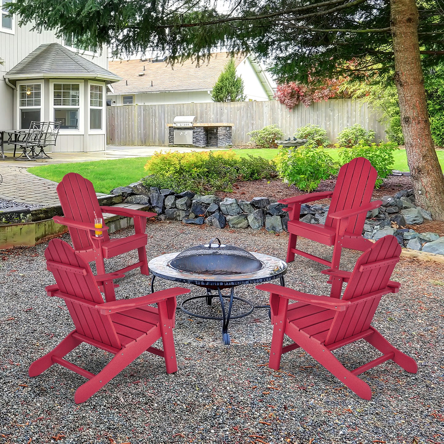 Outdoor Adirondack Chair, Built-in Cup Holder, Red Adirondack Chairs at Gallery Canada