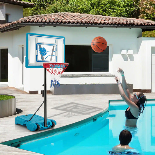 3.8-4.4 Feet Height Adjustable Pool Basketball Hoop for Kids Teens and Adults, Blue Sport Equipments Blue at Gallery Canada
