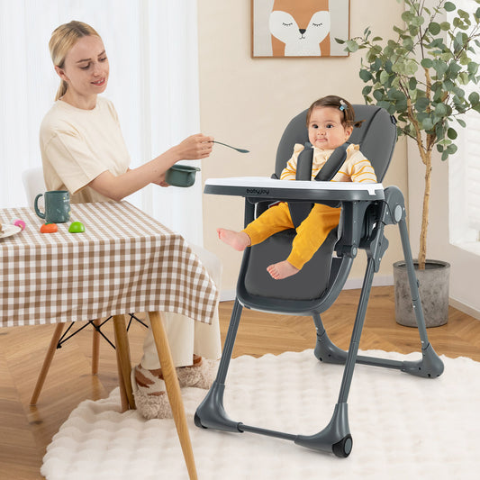 3-In-1 Convertible Baby High Chair with 7 Heights and Double Food Tray, Dark Gray High Chairs Dark Gray at Gallery Canada