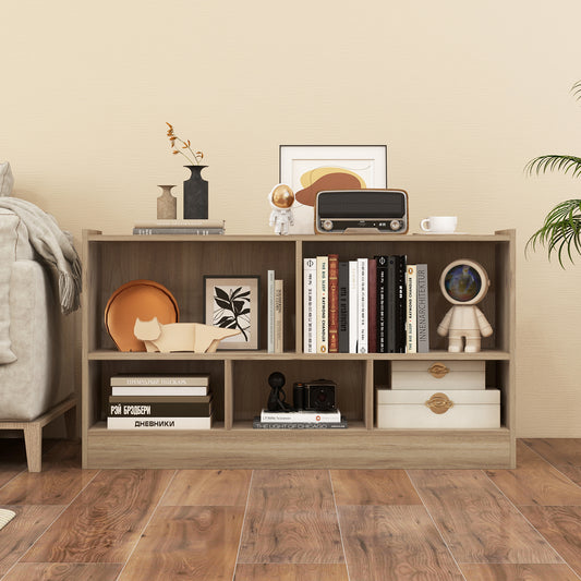 Kids 2-Shelf Bookcase, 5-Cube Wood Toy Storage Cabinet, Natural Kids Storage Natural at Gallery Canada