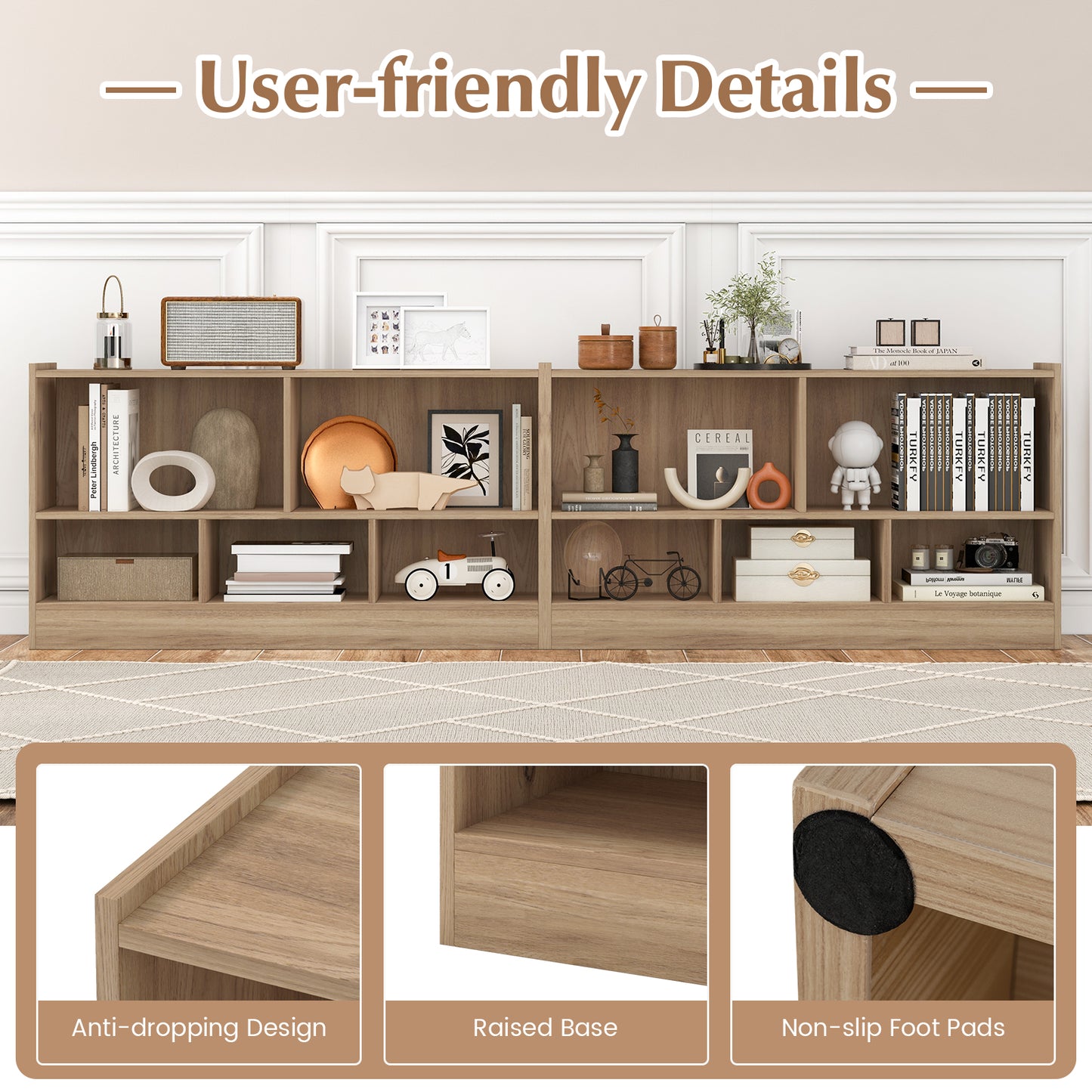 Kids 2-Shelf Bookcase, 5-Cube Wood Toy Storage Cabinet, Natural Kids Storage at Gallery Canada