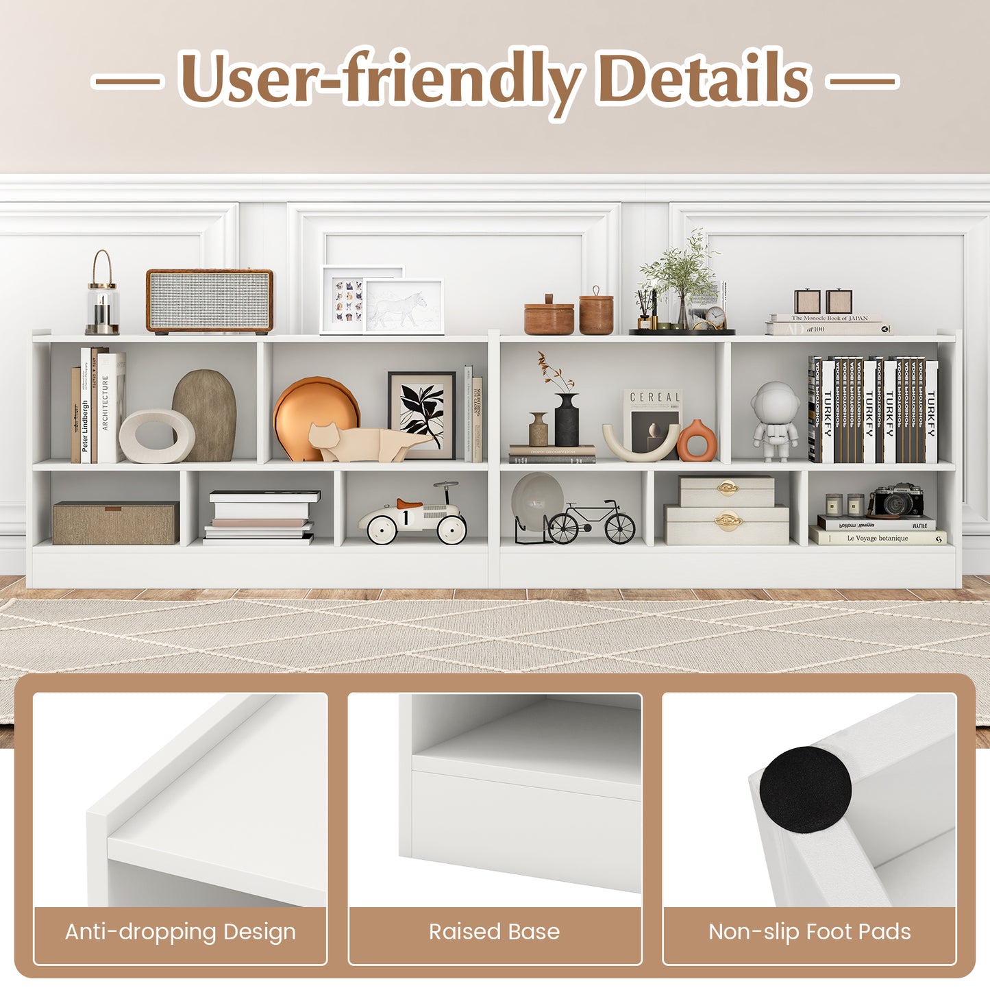 Kids 2-Shelf Bookcase 5-Cube Wood Toy Storage Cabinet Organizer, White Kids Storage at Gallery Canada