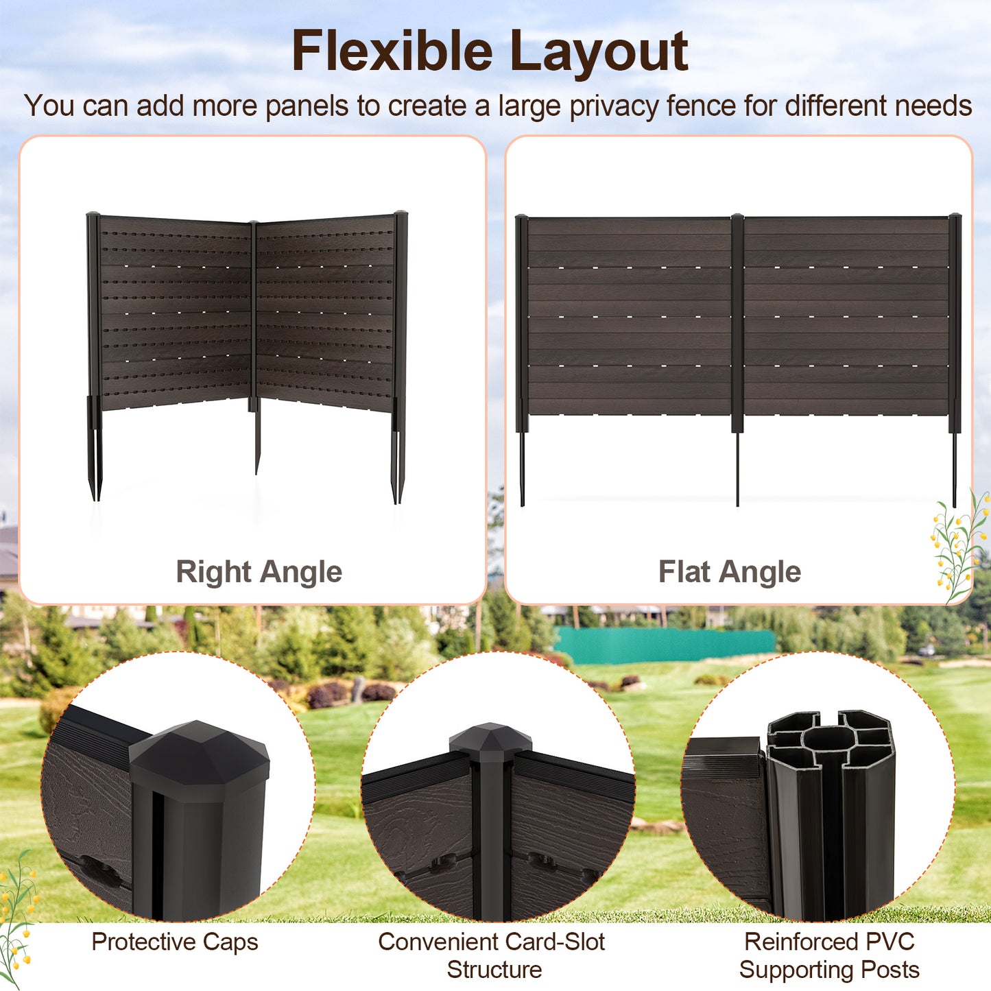 Outdoor Privacy Fence Screen, 5 Ground Stakes, Brown Room Dividers at Gallery Canada