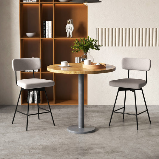 25 Inch 2-Piece Upholstered Bar Stools, Beige Bar Stools Beige at Gallery Canada