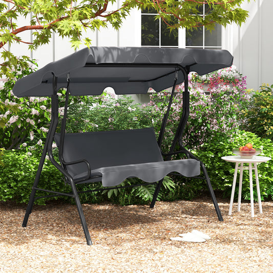 3-Seat Outdoor Patio Swing, Steel Frame, Gray Porch Swings Gray at Gallery Canada