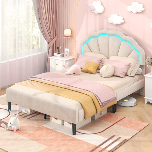 Upholstered LED Bed Frame, Adjustable Headboard, Full Size Trundle Bed Frame Options at Gallery Canada