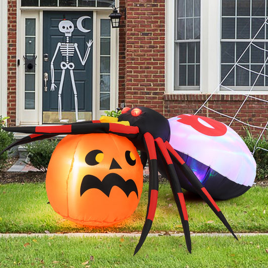 4.9 x 4.6 Feet Inflatable Spider, Pumpkin, Rotating Light, Multicolor Halloween Multicolor at Gallery Canada