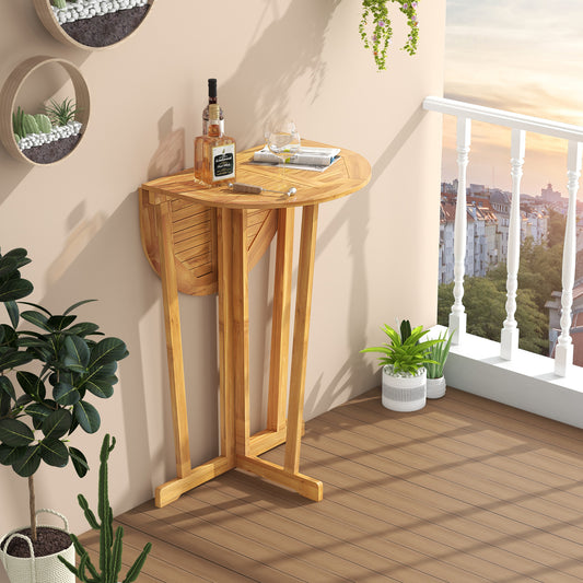 Outdoor Folding Bar Table, Oval Tabletop, Cross Base, Natural Patio Coffee Tables Natural at Gallery Canada