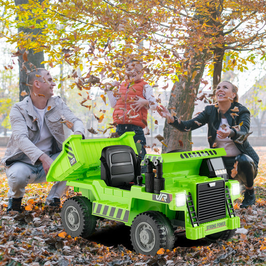 Kids Ride on Dump Truck 12V Ride on Car with Electric Dump Bed, Green Powered Ride On Toys Green at Gallery Canada