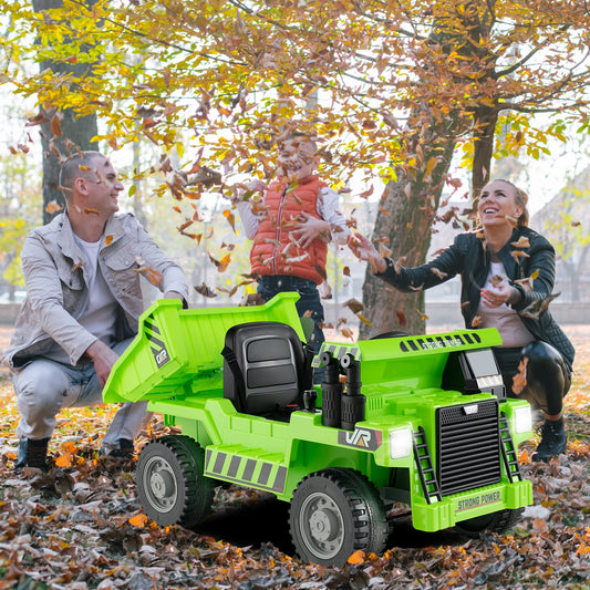Kids Ride On Dump Truck, 12V Electric Dump Bed, Green Powered Ride On Toys Green at Gallery Canada