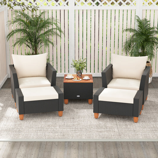 5 Piece Patio Furniture Set, Loveseat And Armchairs, White Patio Conversation Sets White at Gallery Canada