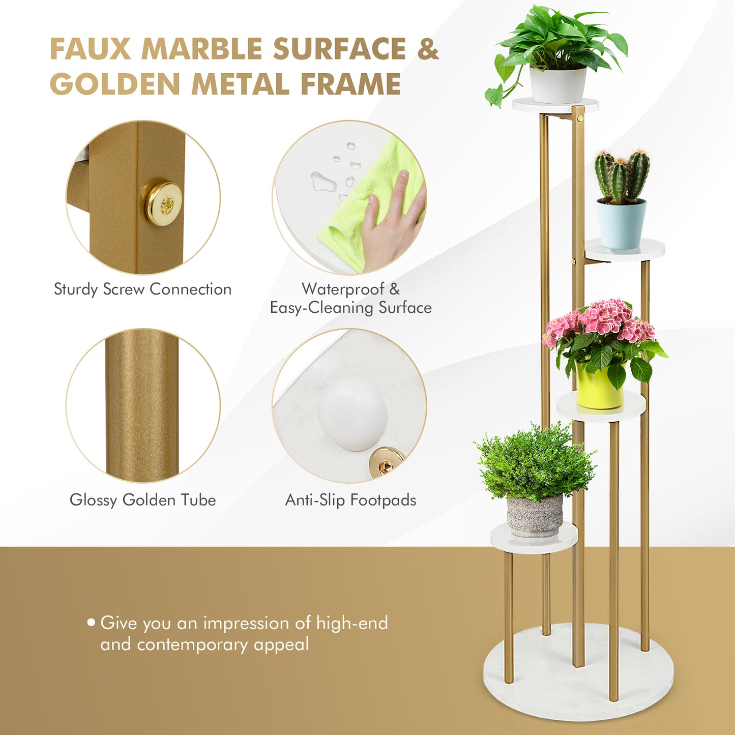 4-Tier 48.5 Inch Metal Plant Stand, White Plant Stands at Gallery Canada