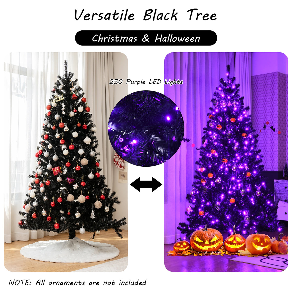Artificial Christmas Halloween Tree, 6', Purple LED Lights, Black Halloween at Gallery Canada