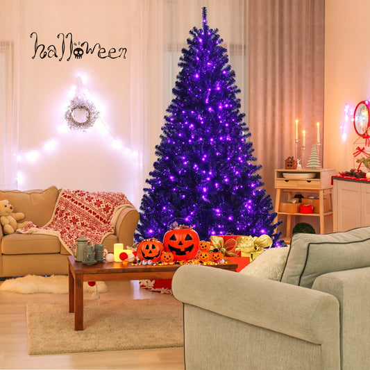 Artificial Christmas Halloween Tree, 7', Purple LED Lights, Black Halloween Black at Gallery Canada