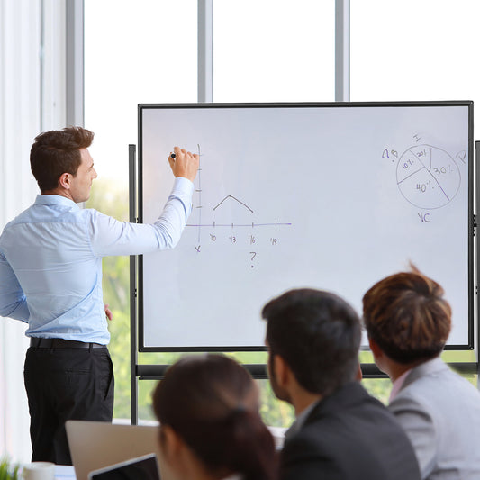 48 x 36 Inch Mobile Magnetic Double-Sided Whiteboard, Black & White Home Office Black & White at Gallery Canada