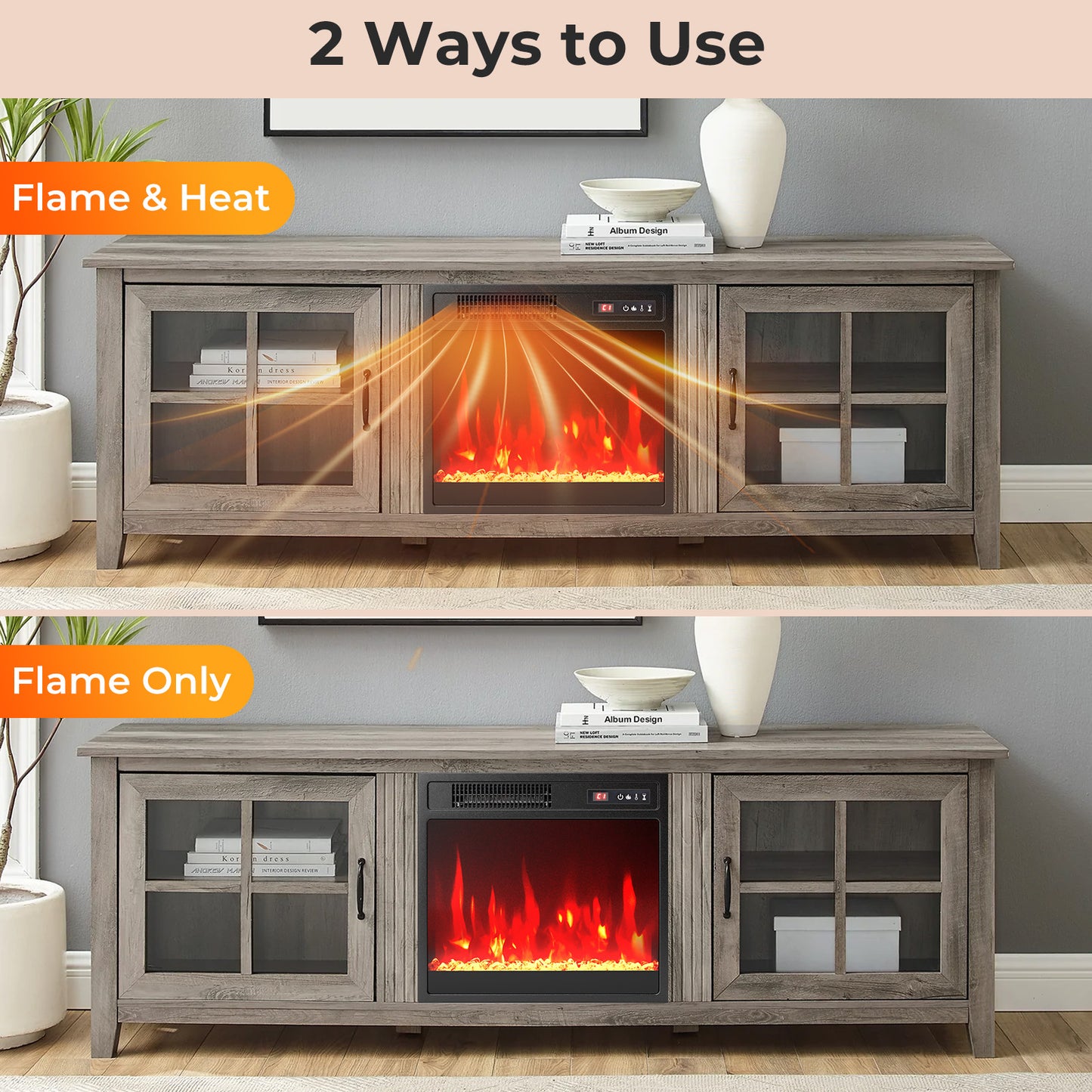 18 Inch Electric Fireplace Insert Heater, Overheat Protection, Black Fireplaces at Gallery Canada