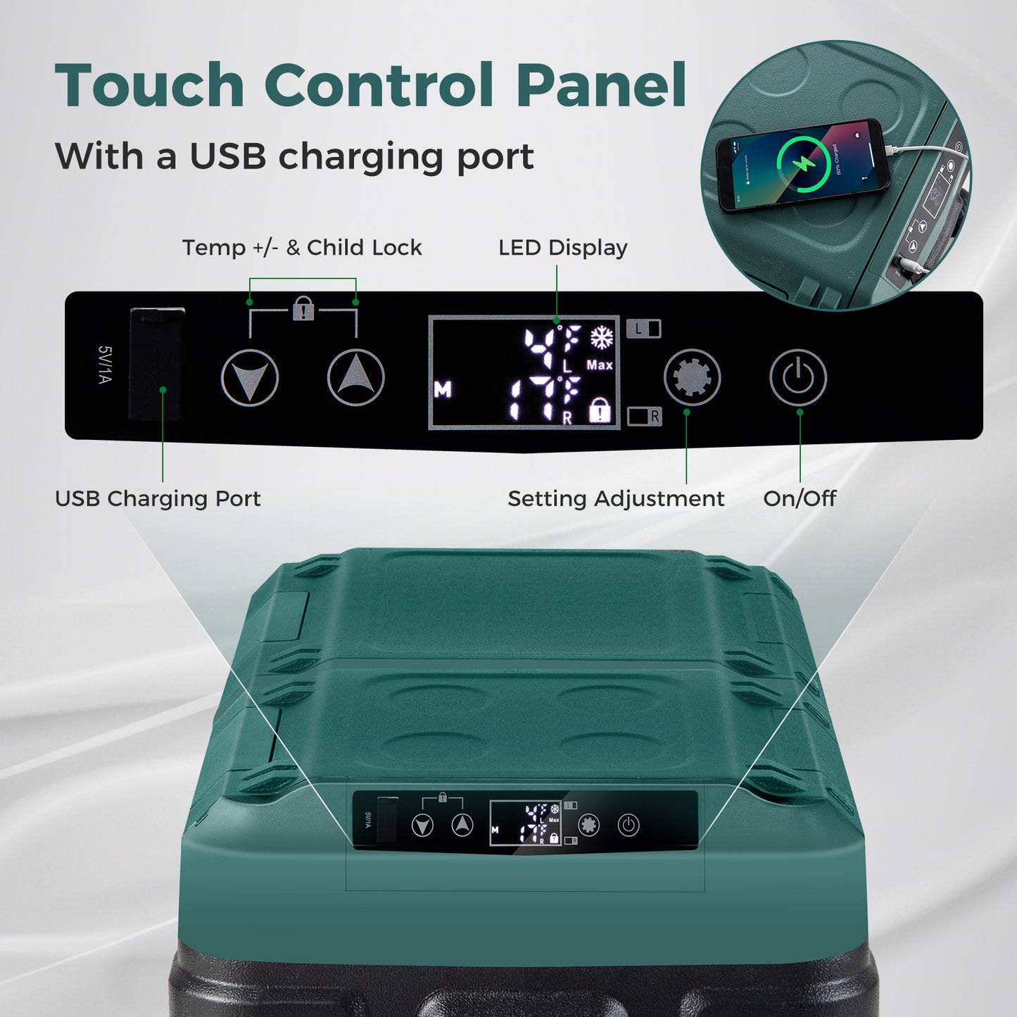Dual Zone 12V Car Refrigerator, For Vehicles Camping Travel, Green Coolers at Gallery Canada