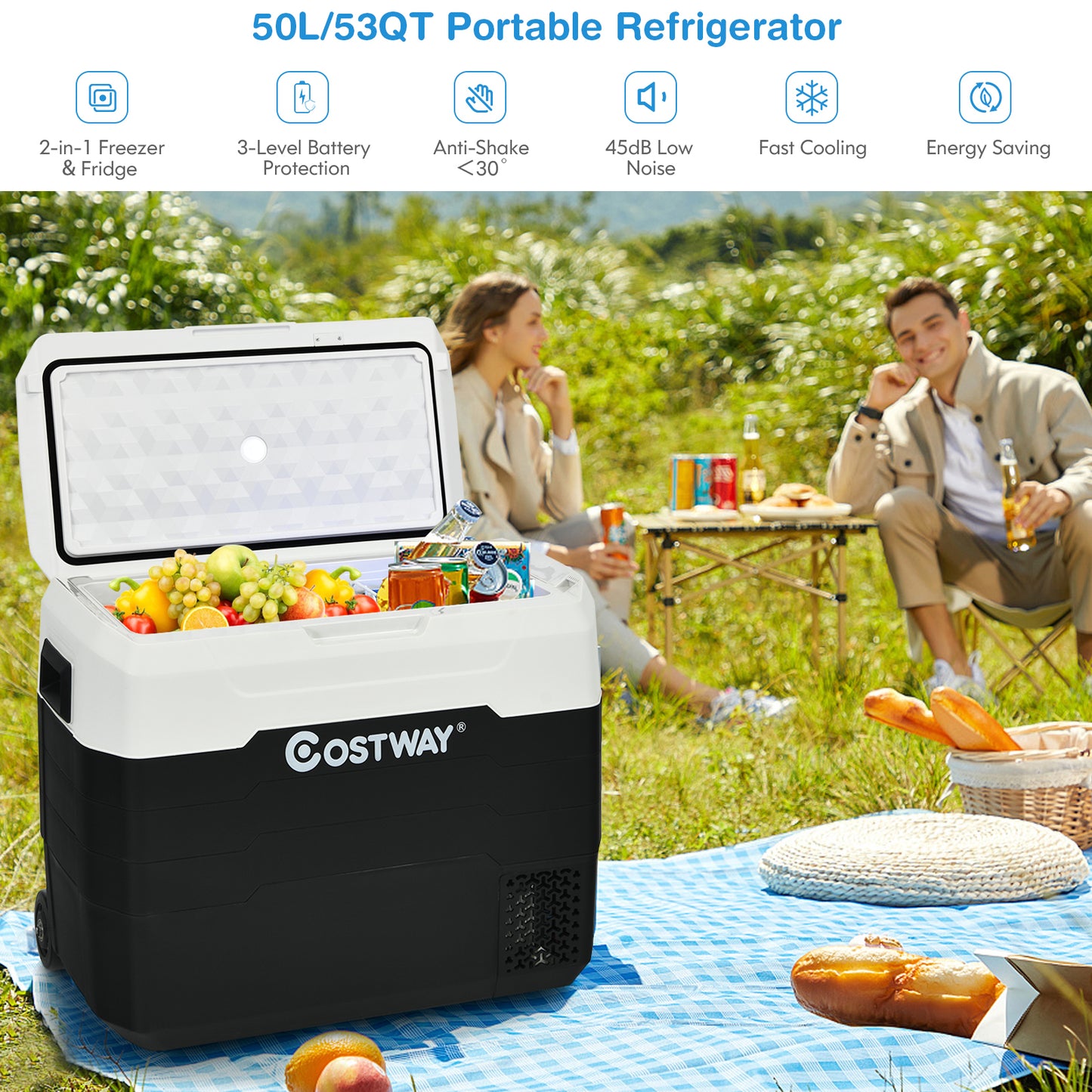 42 Qt Portable Dual Zone Car Refrigerator, White Coolers at Gallery Canada