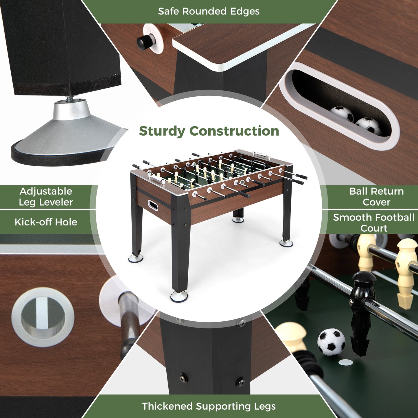 54 Inch Indoor Competition Soccer Table, Black