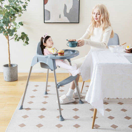 4-In-1 Convertible Baby High Chair, Removable Double Tray, Gray High Chairs Gray at Gallery Canada
