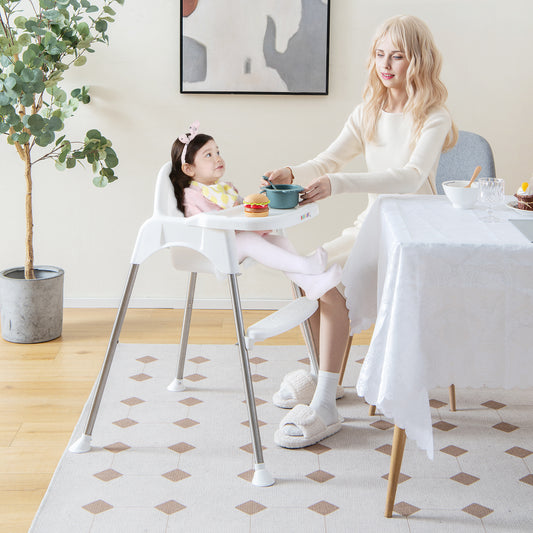 4-in-1 Convertible Baby High Chair, Removable Double Tray, White High Chairs White at Gallery Canada