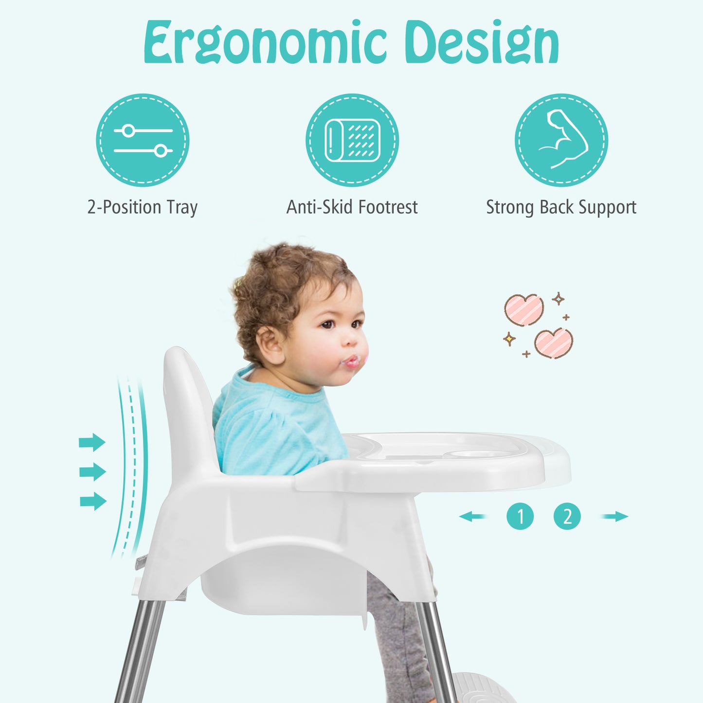 4-in-1 Convertible Baby High Chair, Removable Double Tray, White High Chairs at Gallery Canada