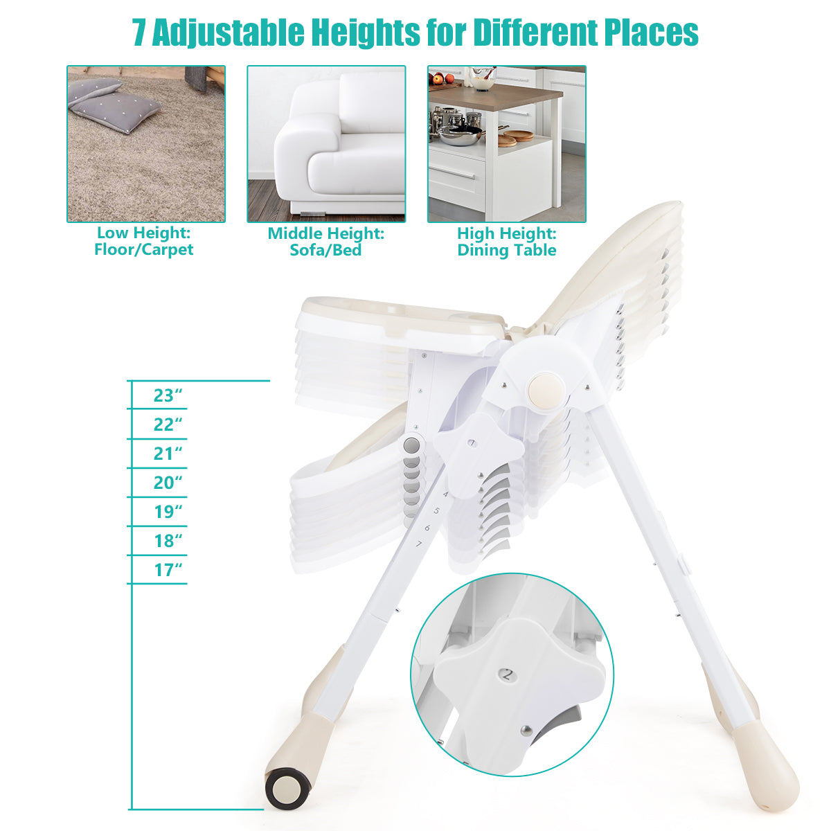 3-In-1 Convertible Baby High Chair, Beige High Chairs at Gallery Canada