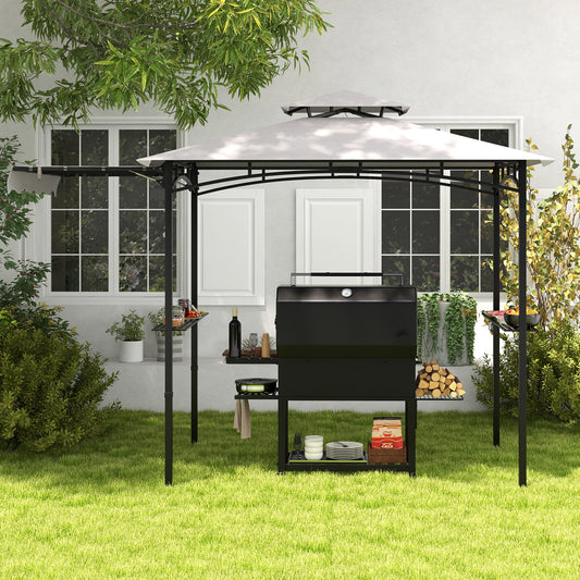 11 x 5 FT Grill Gazebo with Side Awning and Double-Tiered Top, Gray Gazebos Gray at Gallery Canada