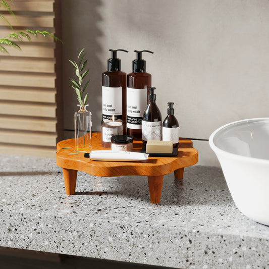 16" Teak Wood Pedestal Stand for Aroma and Snacks Coffee Tables Natural at Gallery Canada